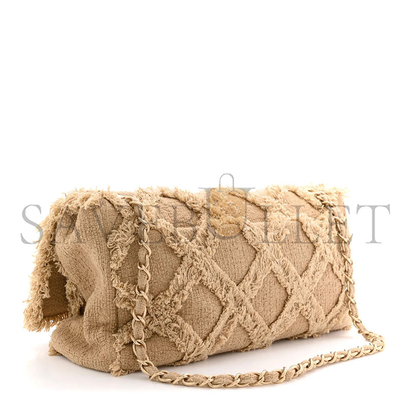 Ch**el MASTER TWEED NATURE FLAP DARK BEIGE (38*20*11cm)